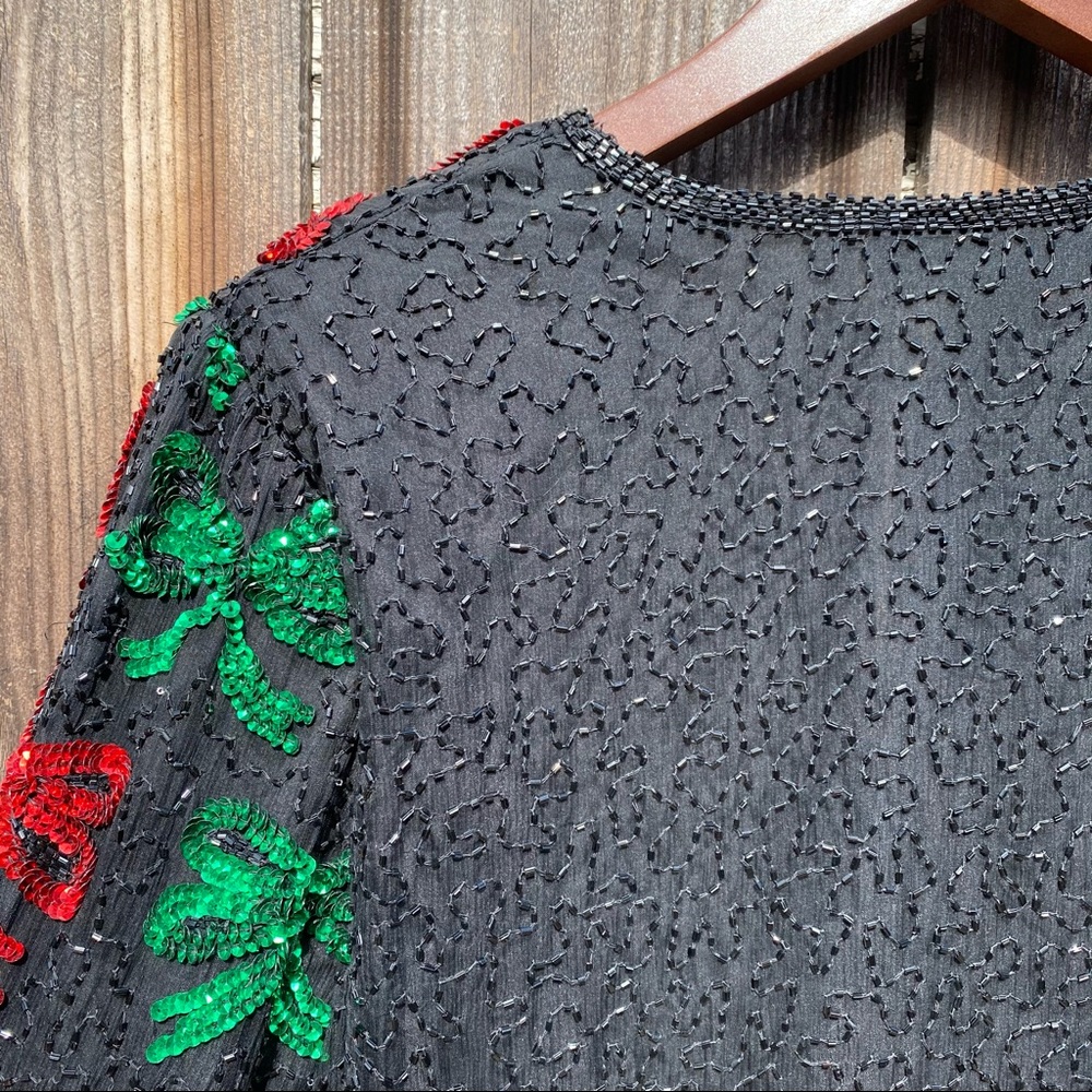 Laurence  Kazar Sequin  & Silk  Holiday Jacket - Picture 3 of 13